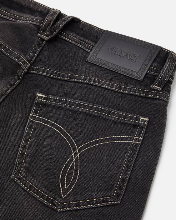 negru blugi cu cristale Versace femei îmbrăcăminte 40L6213