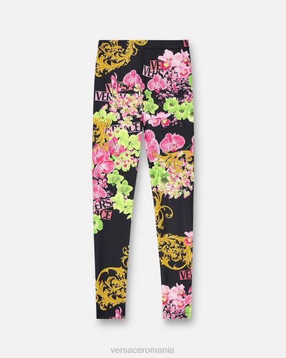 negru și imprimat jambiere cu orhidee medusa Versace femei îmbrăcăminte 40L6221