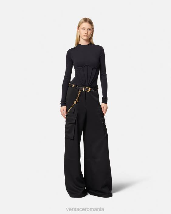 negru pantaloni cargo cu logo Versace femei îmbrăcăminte 40L6201