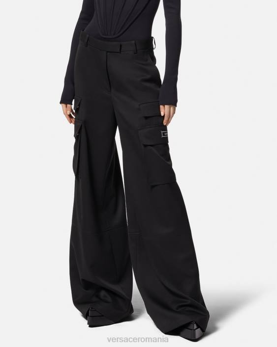 negru pantaloni cargo cu logo Versace femei îmbrăcăminte 40L6201