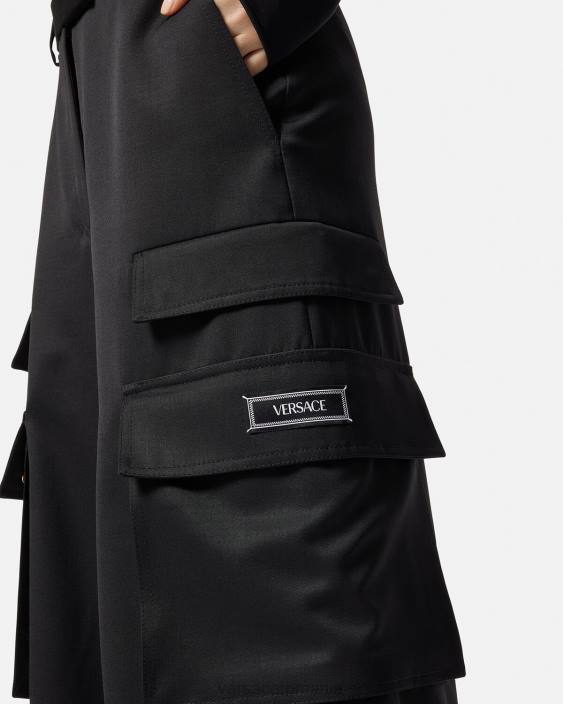 negru pantaloni cargo cu logo Versace femei îmbrăcăminte 40L6201