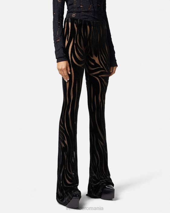 negru pantaloni din catifea zebra Versace femei îmbrăcăminte 40L6222