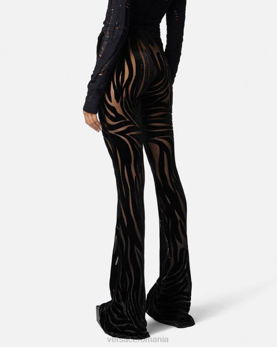 negru pantaloni din catifea zebra Versace femei îmbrăcăminte 40L6222
