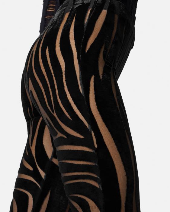negru pantaloni din catifea zebra Versace femei îmbrăcăminte 40L6222