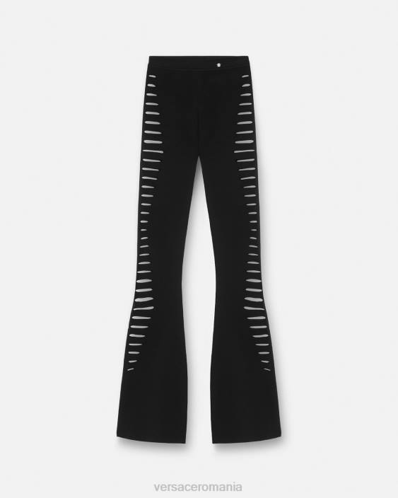negru pantaloni evazați din tricot tăiat Versace femei îmbrăcăminte 40L6208