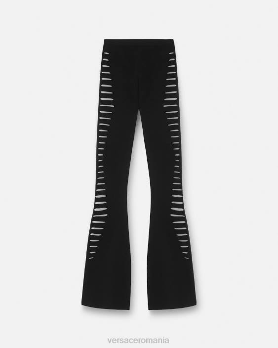 negru pantaloni evazați din tricot tăiat Versace femei îmbrăcăminte 40L6208