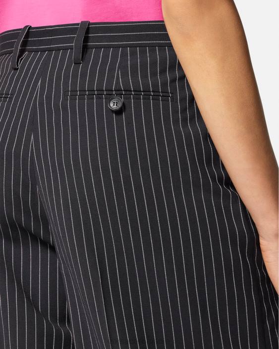 negru pantaloni largi în dungi Versace femei îmbrăcăminte 40L6123