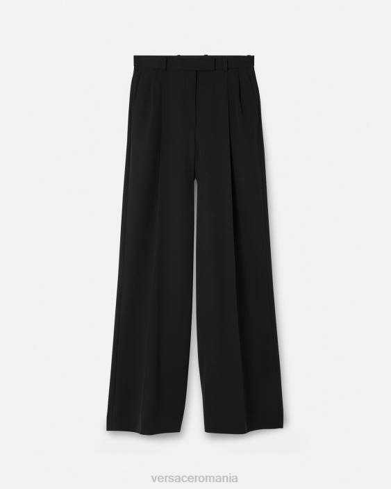 negru pantaloni largi plisați Versace femei îmbrăcăminte 40L6200