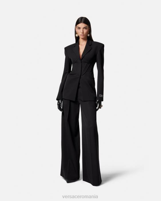 negru pantaloni largi plisați Versace femei îmbrăcăminte 40L6200