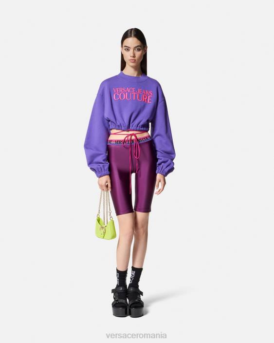 violet pantaloni scurți de bicicletă cu logo Versace femei îmbrăcăminte 40L62242