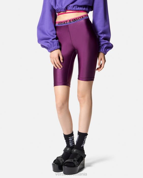 violet pantaloni scurți de bicicletă cu logo Versace femei îmbrăcăminte 40L62242