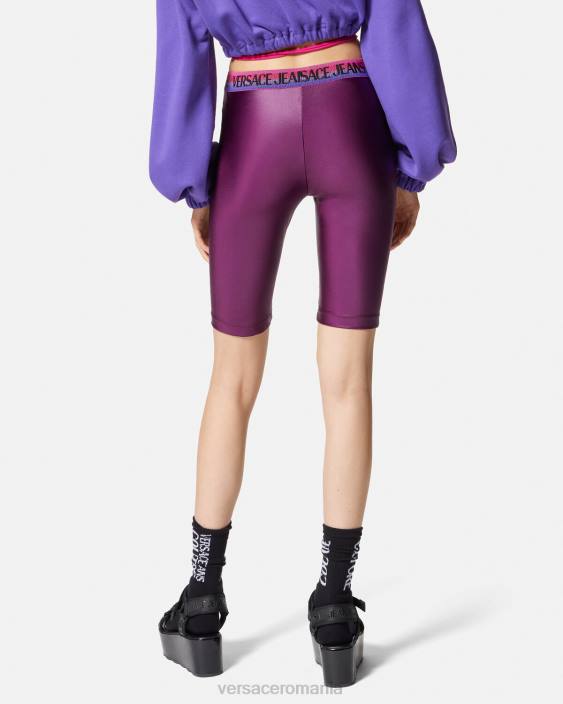violet pantaloni scurți de bicicletă cu logo Versace femei îmbrăcăminte 40L62242