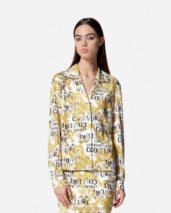 auriu și alb cămașă cu logo couture Versace femei îmbrăcăminte 40L62201