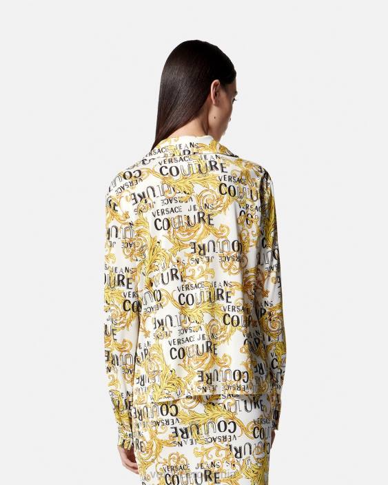 auriu și alb cămașă cu logo couture Versace femei îmbrăcăminte 40L62201