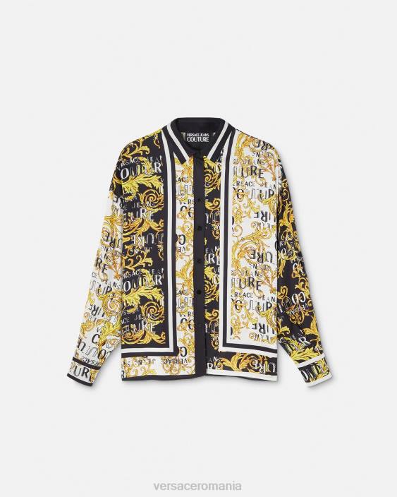 negru si auriu cămașă cu logo couture Versace femei îmbrăcăminte 40L62202
