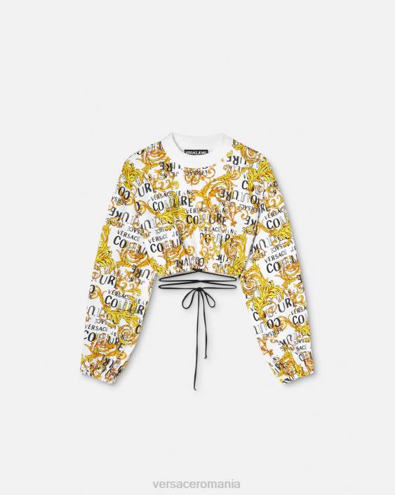 auriu și alb hanorac crop logo couture Versace femei îmbrăcăminte 40L62225