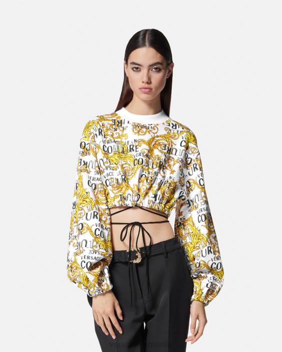 auriu și alb hanorac crop logo couture Versace femei îmbrăcăminte 40L62225