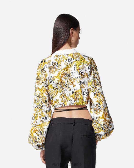 auriu și alb hanorac crop logo couture Versace femei îmbrăcăminte 40L62225