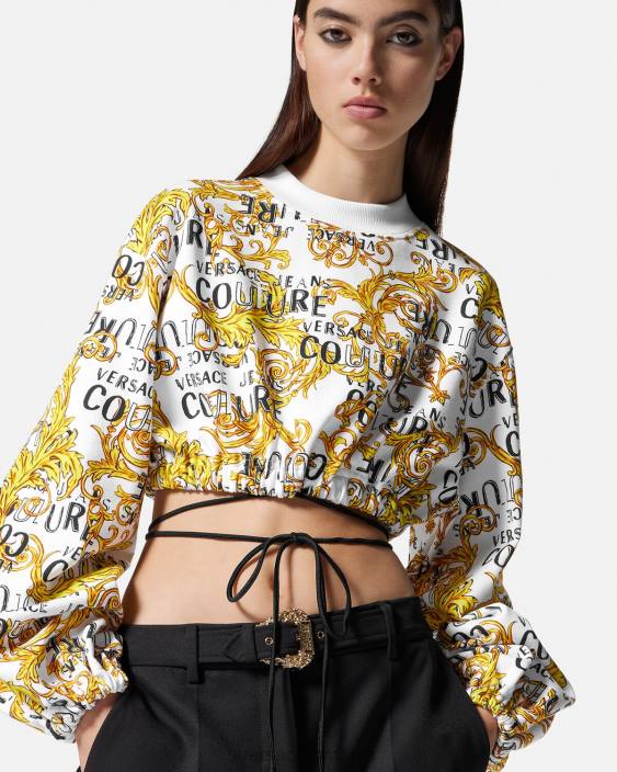 auriu și alb hanorac crop logo couture Versace femei îmbrăcăminte 40L62225