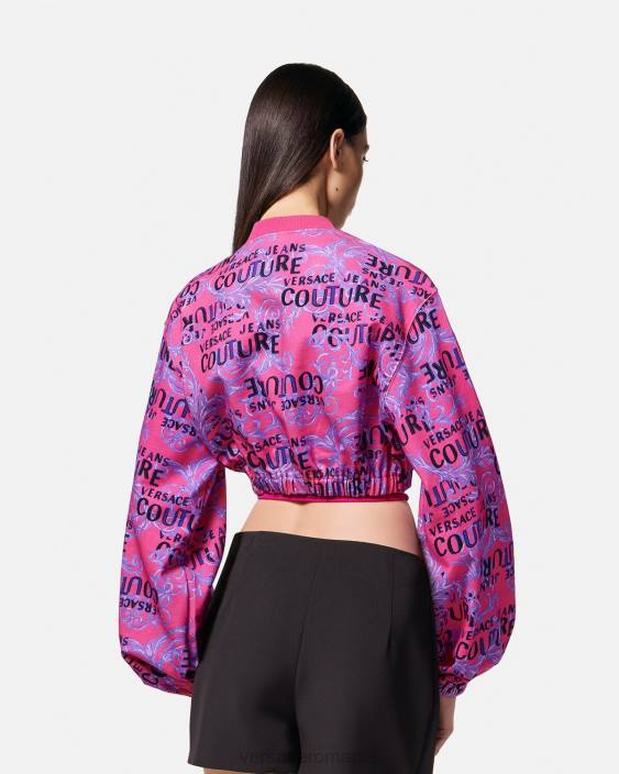 fucsie hanorac crop logo couture Versace femei îmbrăcăminte 40L62226