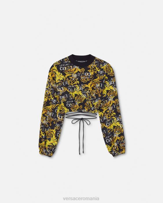 negru si auriu hanorac crop logo couture Versace femei îmbrăcăminte 40L62224