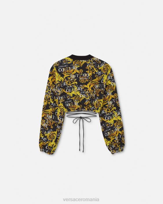 negru si auriu hanorac crop logo couture Versace femei îmbrăcăminte 40L62224