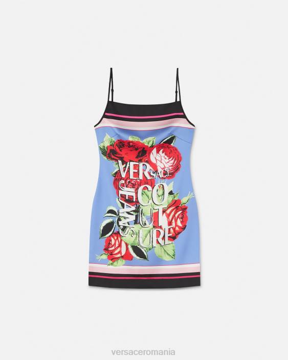 albastru deschis rochie mini roses Versace femei îmbrăcăminte 40L62159