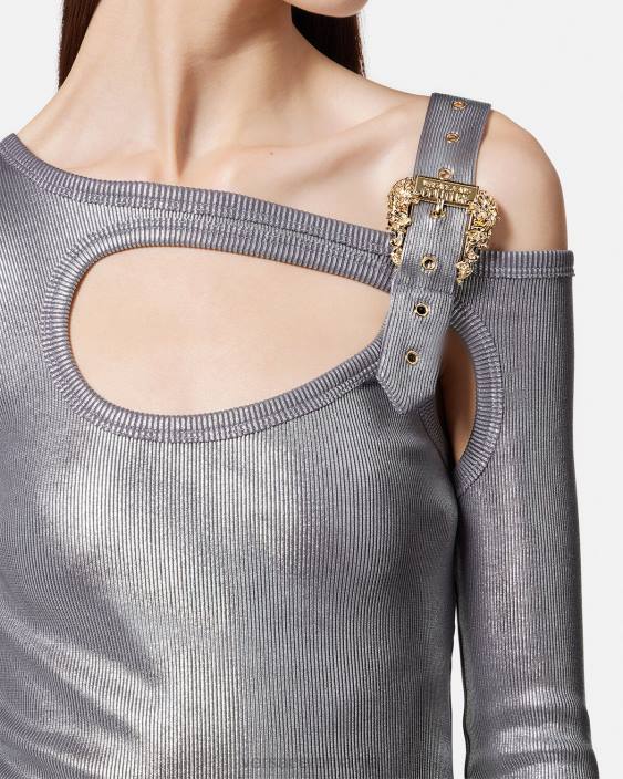 argint rochie midi baroc cu decupaj catarama Versace femei îmbrăcăminte 40L62196