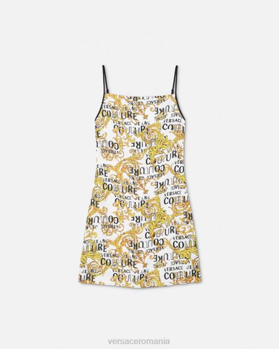 auriu și alb rochie mini cu logo couture Versace femei îmbrăcăminte 40L62187