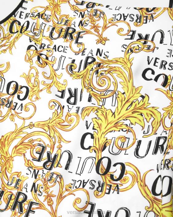 auriu și alb rochie mini cu logo couture Versace femei îmbrăcăminte 40L62187