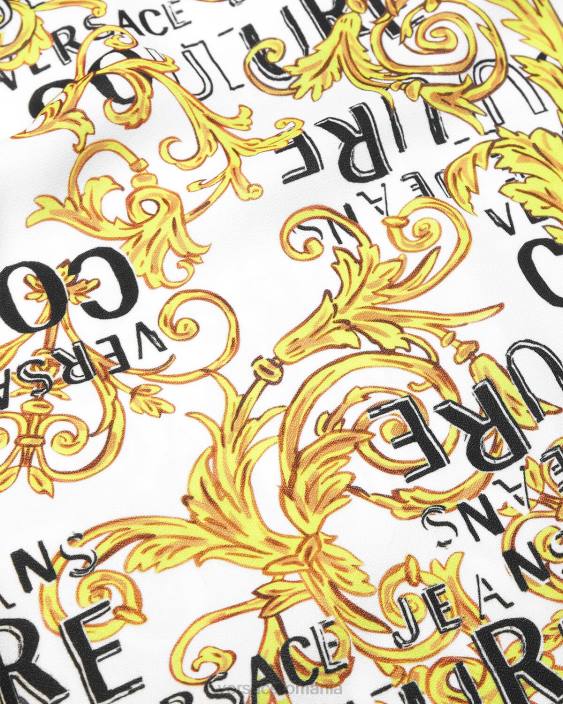 auriu și alb rochie mini cu logo couture Versace femei îmbrăcăminte 40L62187