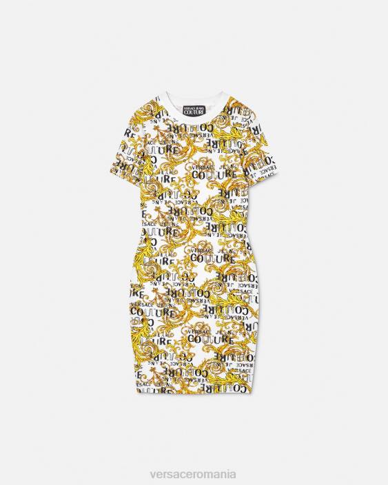 auriu și alb rochie tricou cu logo Versace femei îmbrăcăminte 40L62185