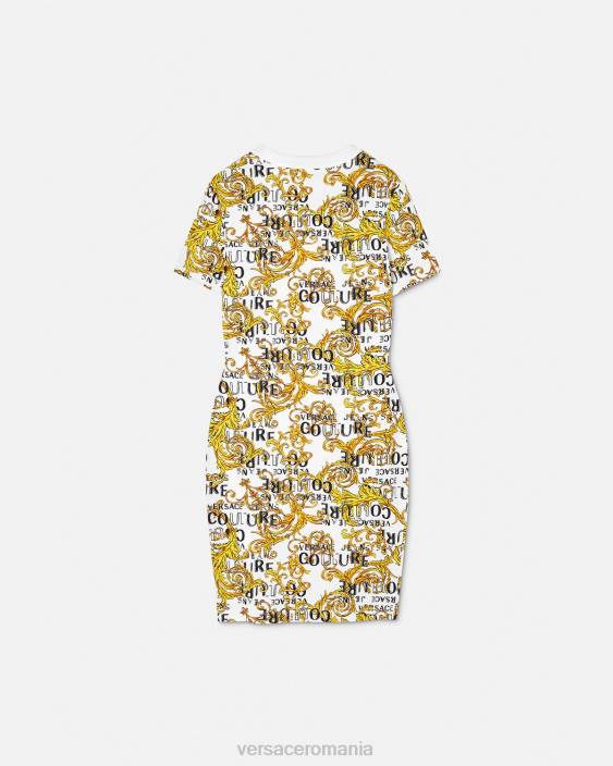 auriu și alb rochie tricou cu logo Versace femei îmbrăcăminte 40L62185