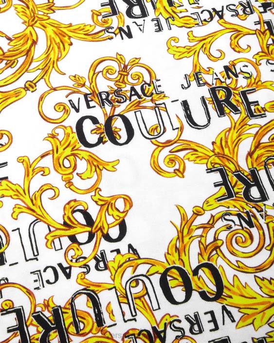 auriu și alb rochie tricou cu logo Versace femei îmbrăcăminte 40L62185