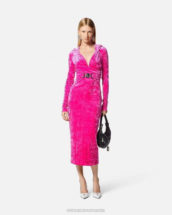 fucsie rochie cu hanoraș din catifea medusa \'95 Versace femei îmbrăcăminte 40L657