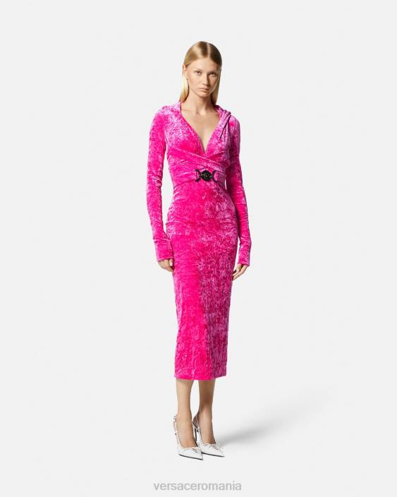 fucsie rochie cu hanoraș din catifea medusa \'95 Versace femei îmbrăcăminte 40L657