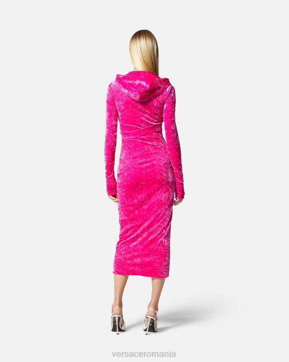 fucsie rochie cu hanoraș din catifea medusa \'95 Versace femei îmbrăcăminte 40L657