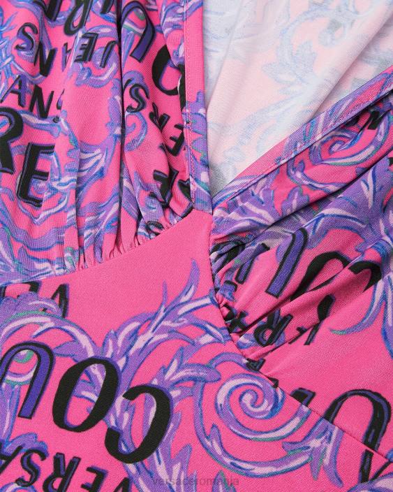 fucsie rochie mini cu logo couture Versace femei îmbrăcăminte 40L62188