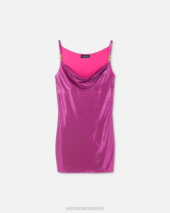 fucsie rochie mini din plasă metalică medusa '95 Versace femei îmbrăcăminte 40L663