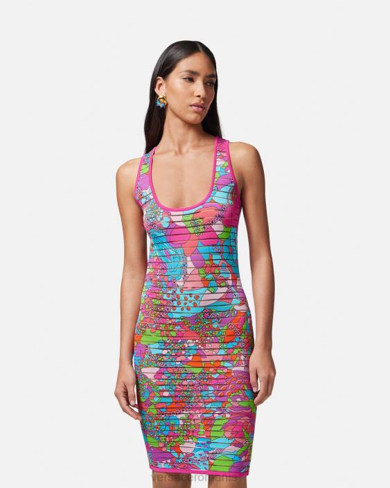 imprimare rochie midi din tricot floral de vara Versace femei îmbrăcăminte 40L612