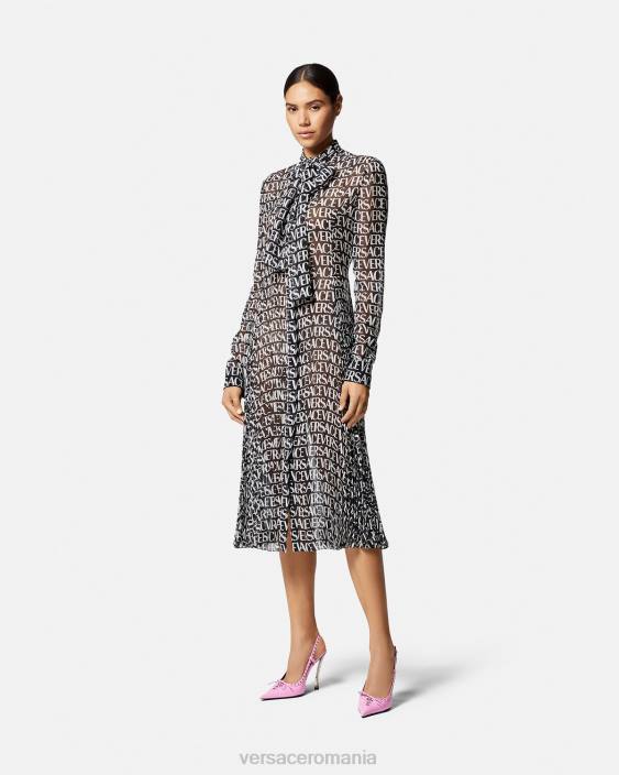 negru și imprimat rochie cămașă midi peste tot Versace femei îmbrăcăminte 40L655