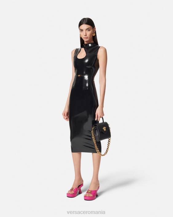 negru rochie cu decupaj din latex medusa biggie Versace femei îmbrăcăminte 40L666