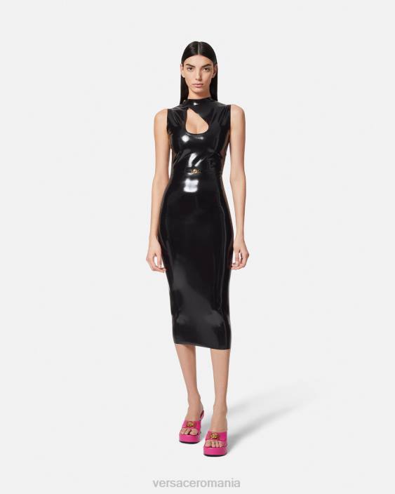 negru rochie cu decupaj din latex medusa biggie Versace femei îmbrăcăminte 40L666