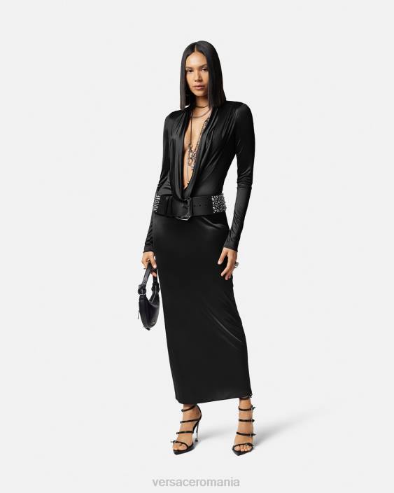 negru rochie lungă cu capotă Versace femei îmbrăcăminte 40L659