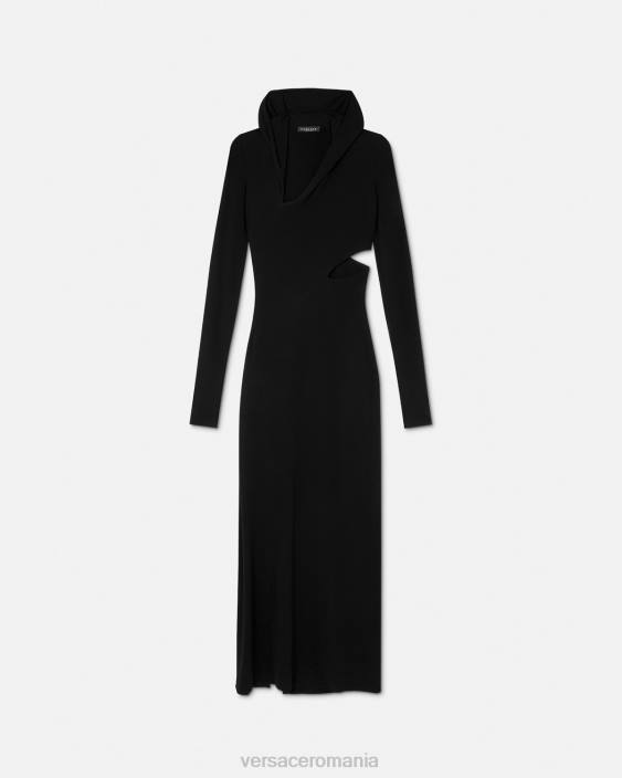 negru rochie lungă cu hanorac tăiat Versace femei îmbrăcăminte 40L652