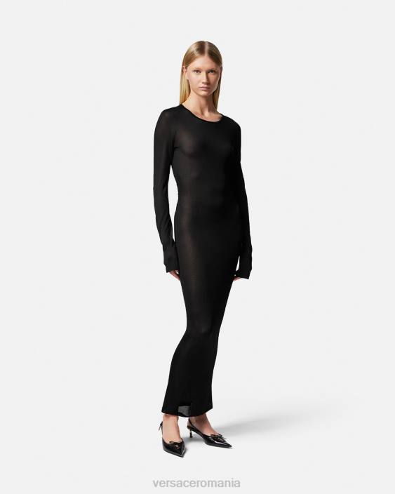 negru rochie lungă din tricot tăiat Versace femei îmbrăcăminte 40L651