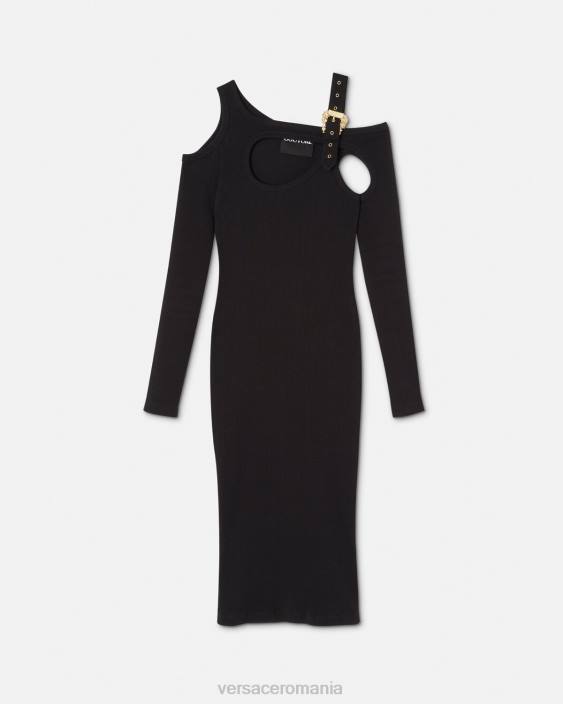 negru rochie midi baroc cu decupaj catarama Versace femei îmbrăcăminte 40L62143