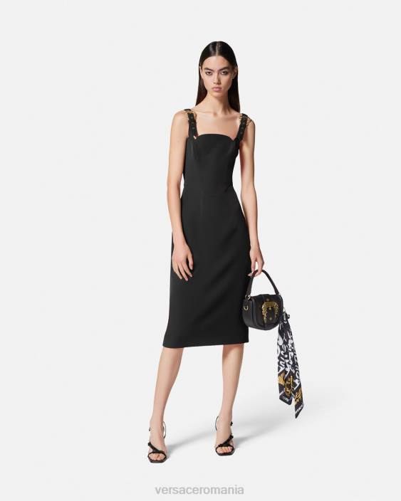 negru rochie midi cu cataramă barocă Versace femei îmbrăcăminte 40L62142