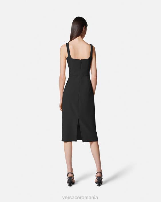 negru rochie midi cu cataramă barocă Versace femei îmbrăcăminte 40L62142