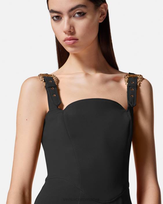 negru rochie midi cu cataramă barocă Versace femei îmbrăcăminte 40L62142
